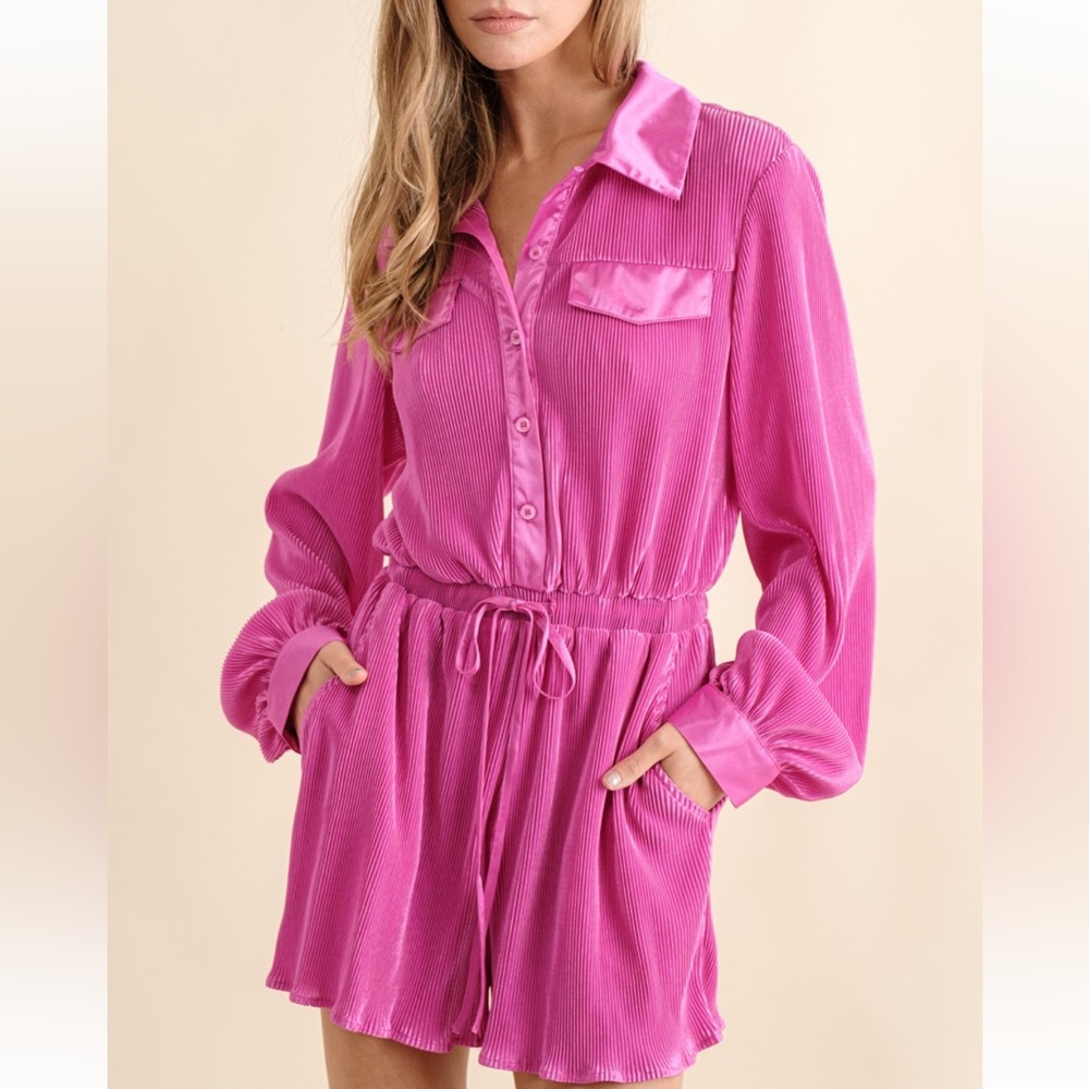 Hot pink corded romper